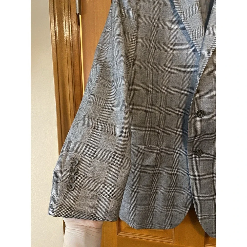 Brooks Brothers Sports Coat 42R Gray Plaid Jacket Fitzgerald 100% Wool Blazer